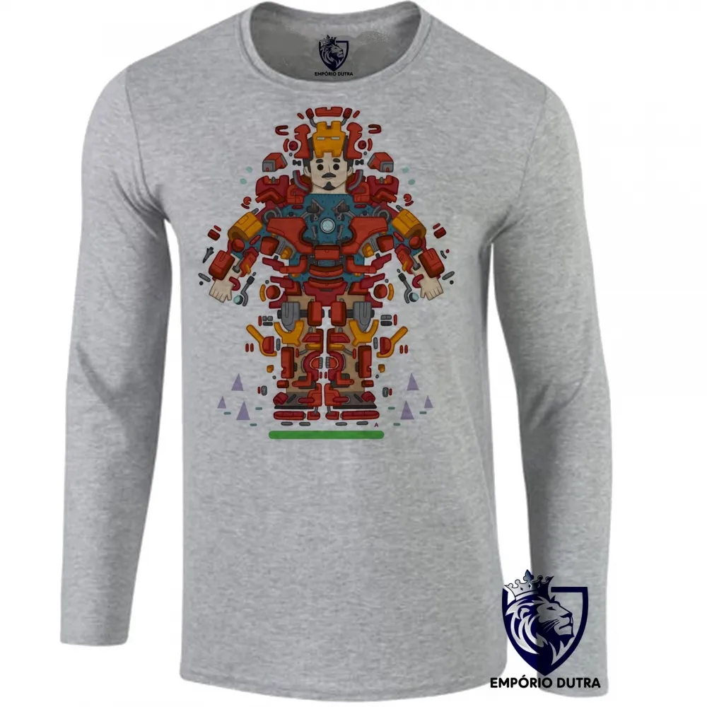 Camiseta manga longa Infantil ou Adulto Tony stark peças homem ferro iron man