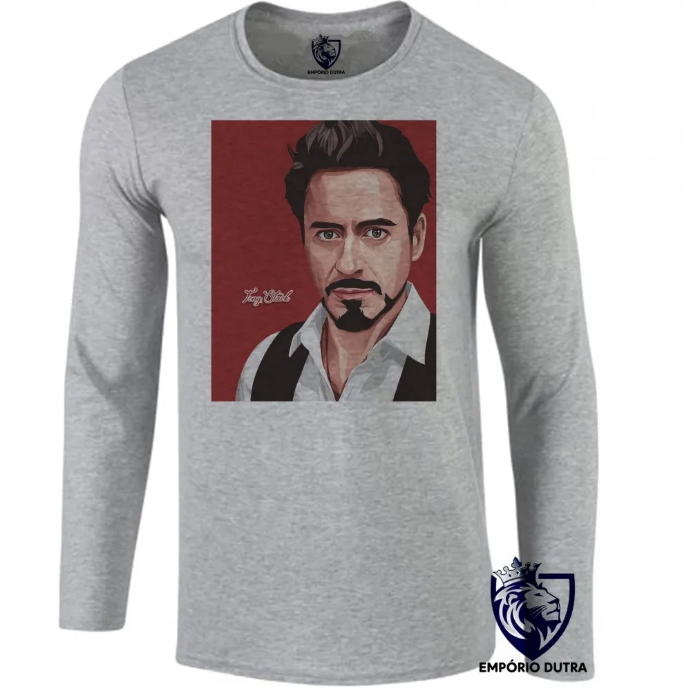 Camiseta manga longa Infantil ou Adulto homem ferro Tony Stark vermelho