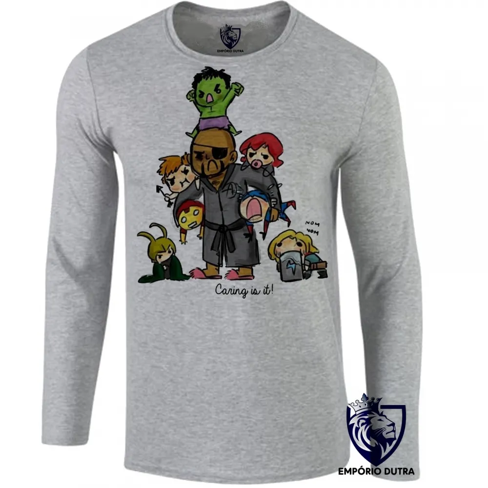 Camiseta manga longa Infantil ou Adulto Vingadores crianças avengers herois Imagem