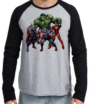 Camiseta manga longa Infantil ou Adulto vingadores hulk thor capitão homen ferro - Foto 2