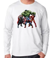 Camiseta manga longa Infantil ou Adulto vingadores hulk thor capitão homen ferro - Foto 3