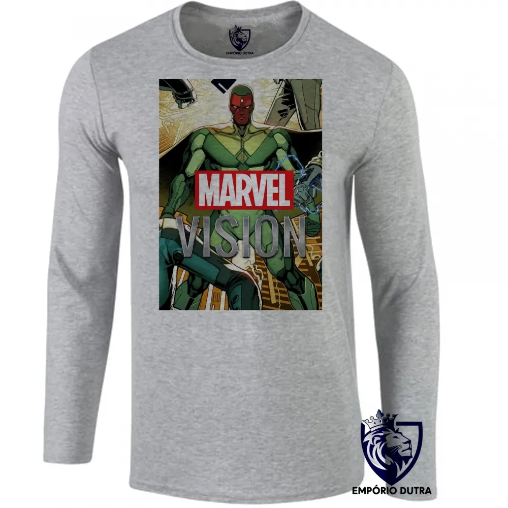 Camiseta manga longa Infantil ou Adulto Vision antigo visão vingadores