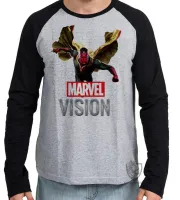 Camiseta manga longa Infantil ou Adulto Vision Marvel voando visão vingadores avengers - Foto 2