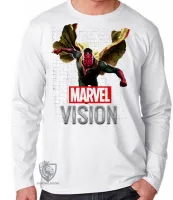Camiseta manga longa Infantil ou Adulto Vision Marvel voando visão vingadores avengers - Foto 3