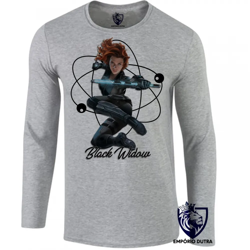 Camiseta manga longa Infantil ou Adulto Viúva Negra vingadores Imagem