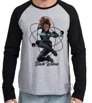 Camiseta manga longa Infantil ou Adulto Viúva Negra vingadores - Foto 2