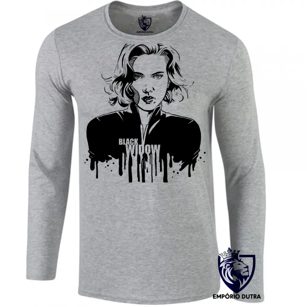 Camiseta manga longa Infantil ou Adulto Viúva Negra Vingadores avengers marvel Imagem