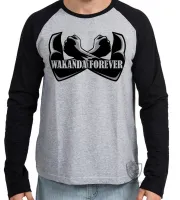 Camiseta manga longa Infantil ou Adulto WAKANDA BRAÇOS pantera negra black panther - Foto 2