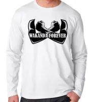 Camiseta manga longa Infantil ou Adulto WAKANDA BRAÇOS pantera negra black panther - Foto 3