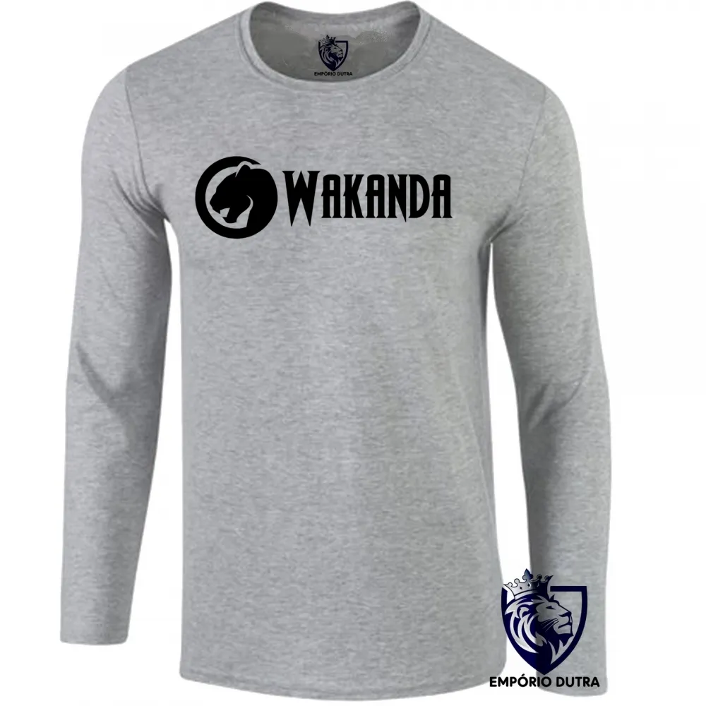 Camiseta manga longa Infantil ou Adulto wakanda pantera negra black panther