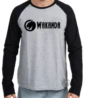 Camiseta manga longa Infantil ou Adulto wakanda pantera negra black panther - Foto 2