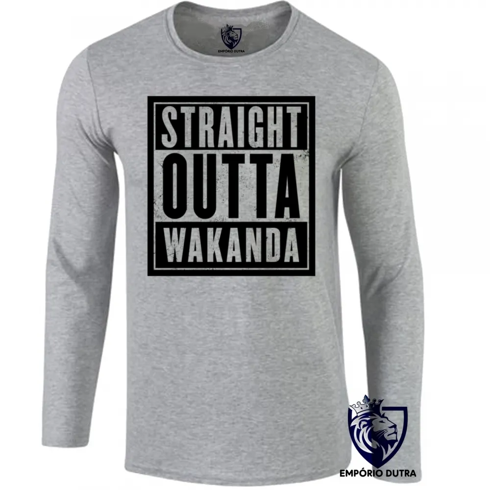 Camiseta manga longa Infantil ou Adulto wakanda straight pantera negra black panther Imagem