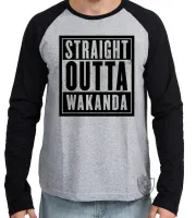 Camiseta manga longa Infantil ou Adulto wakanda straight pantera negra black panther - Foto 2