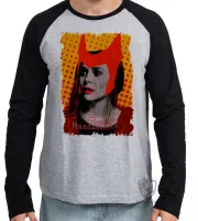 Camiseta manga longa Infantil ou Adulto Wanda lágrima Feiticeira Escarlate - Foto 2