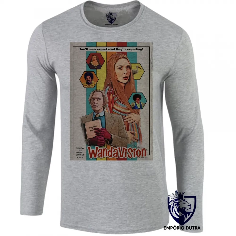 Camiseta manga longa Infantil ou Adulto WandaVision papel Feiticeira Escarlate