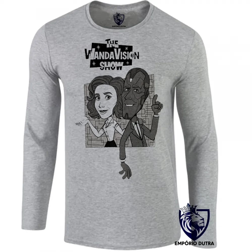 Camiseta manga longa Infantil ou Adulto WandaVison desenho antigo