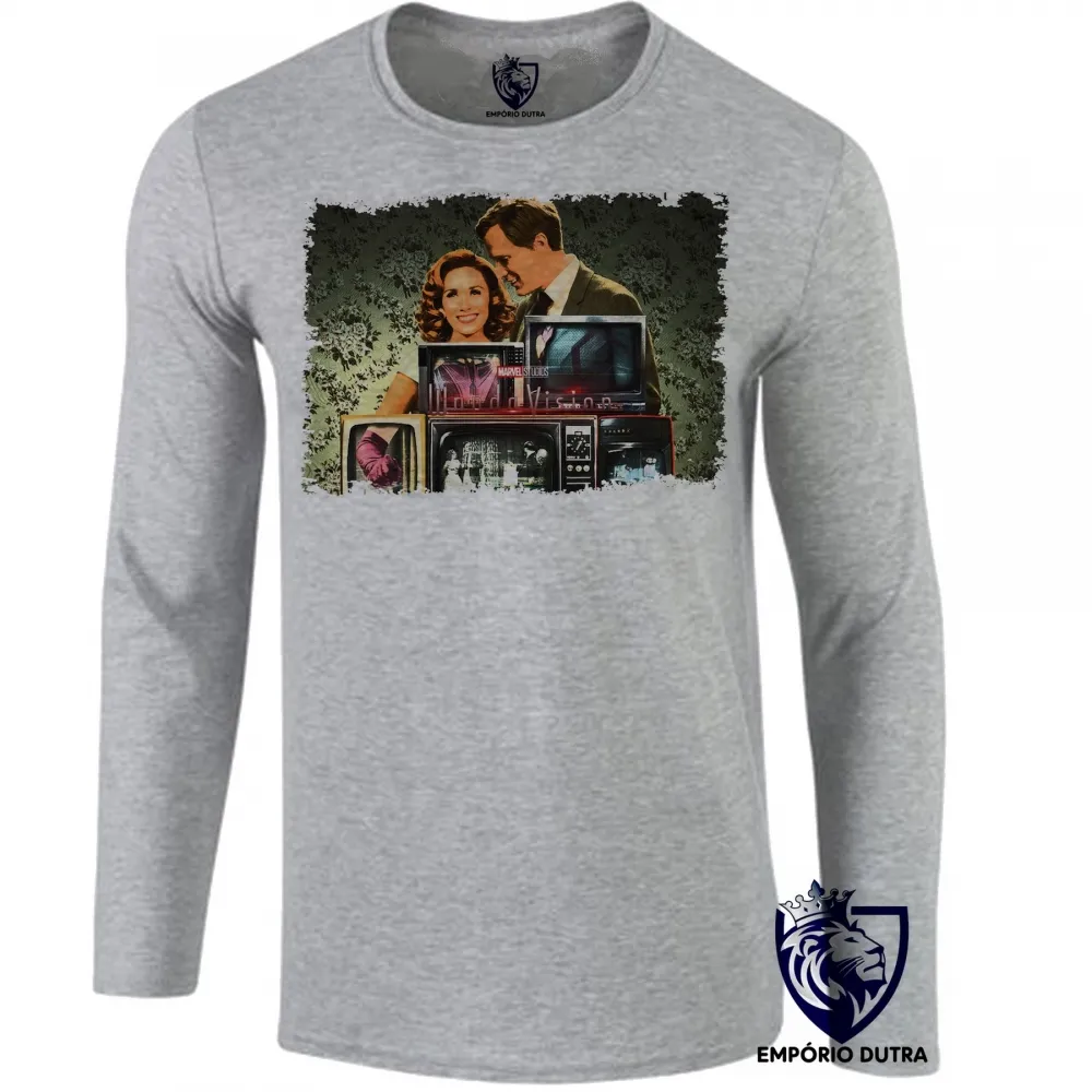 Camiseta manga longa Infantil ou Adulto wandaVison monitores