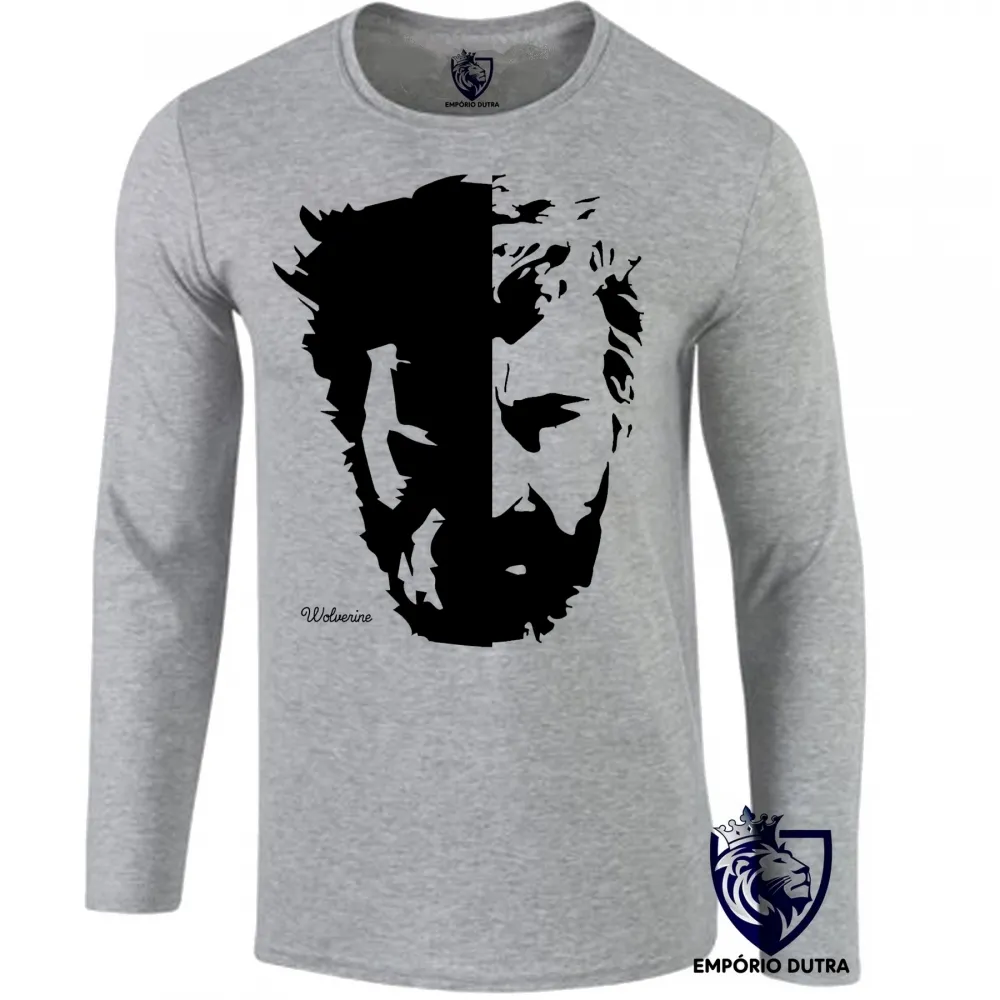 Camiseta manga longa Infantil ou Adulto Wolverine X men face Imagem