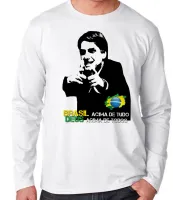 Camiseta manga longa Infantil ou Adulto Bolsonaro Brasil Deus acima todos - Foto 2