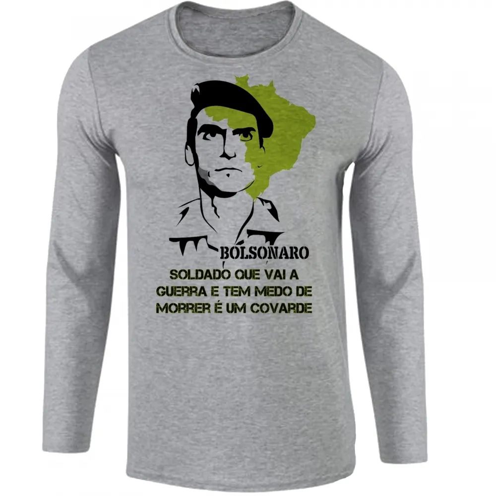 Camiseta manga longa Infantil ou Adulto Bolsonaro Soldado que vai a guerra Imagem