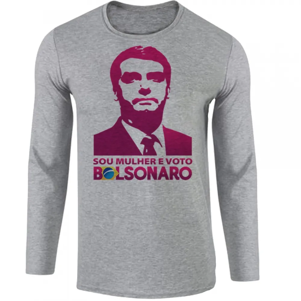 Camiseta manga longa Infantil ou Adulto Bolsonaro sou mulher e voto Imagem