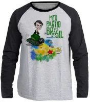 Camiseta manga longa Infantil ou Adulto Bolsonaro tanque meu partido Brasil - Foto 3