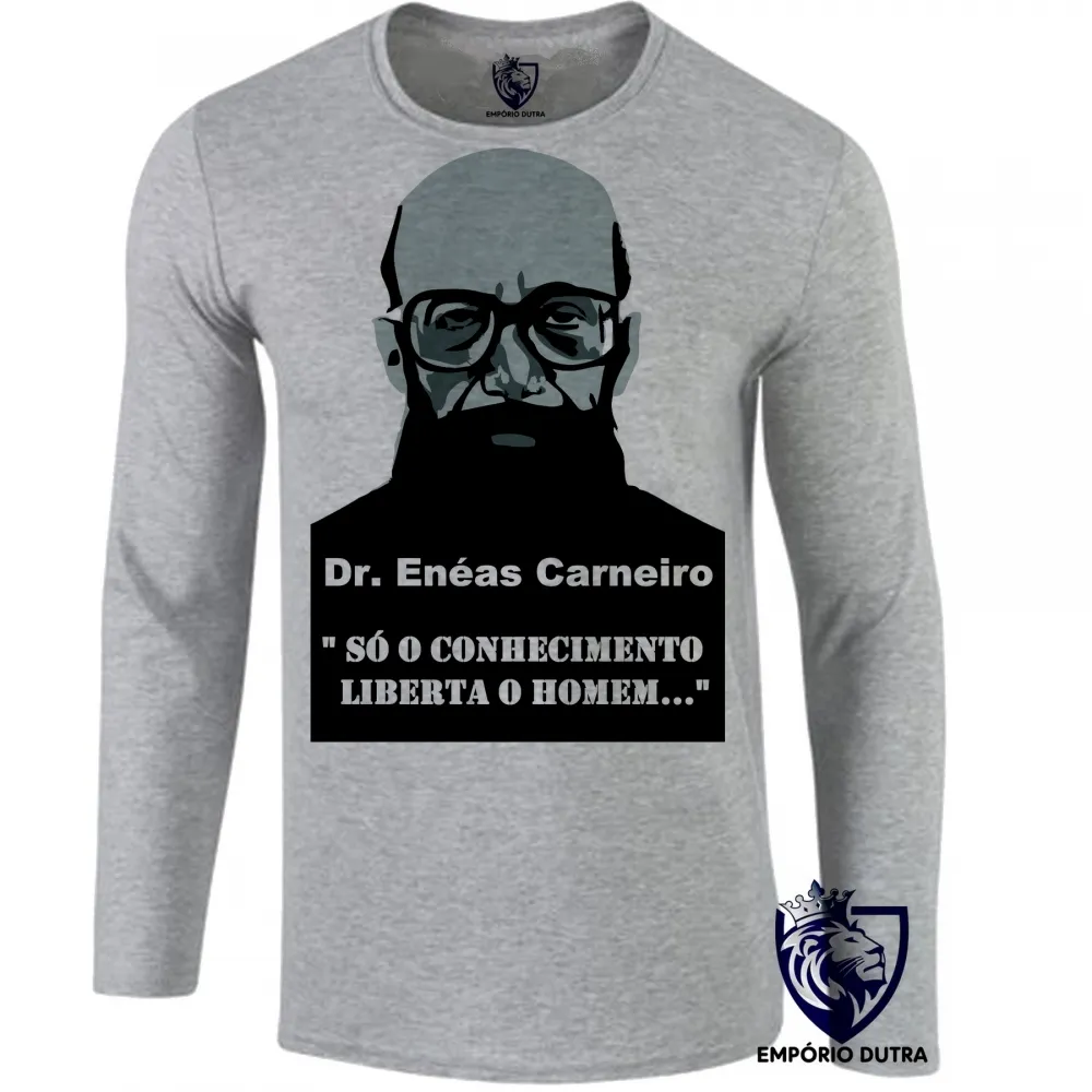 Camiseta manga longa Infantil ou Adulto Enéas Carneiro direita conhecimento Imagem