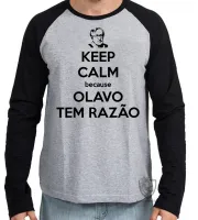 Camiseta manga longa Infantil ou Adulto Olavo de carvalho tem razão keep calm - Foto 2