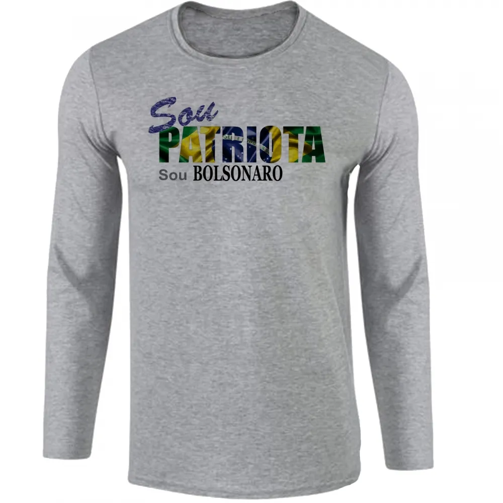 Camiseta manga longa Infantil ou Adulto patriota Brasil Jair bolsonaro Brasileiro Imagem