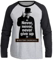 Camiseta manga longa Infantil ou Adulto Winston Churchill se render jamais direita nerver give up - Foto 3