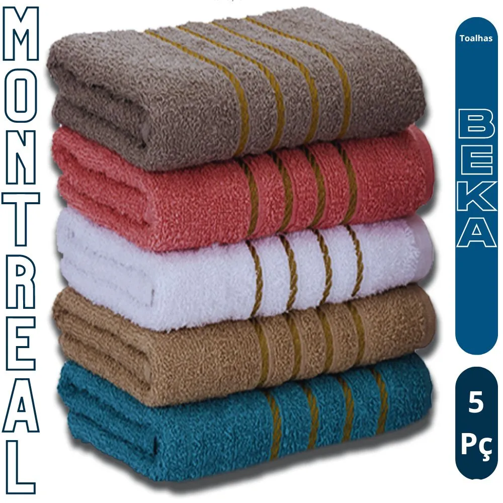 Kit 5 Toalhas de Banho Grossas Banhão 70 X 140 Montreal Beka Alta Absorção