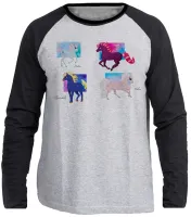 Camiseta manga longa Infantil ou Adulto cavalos cavalo de fogo princesa sarah - Foto 3