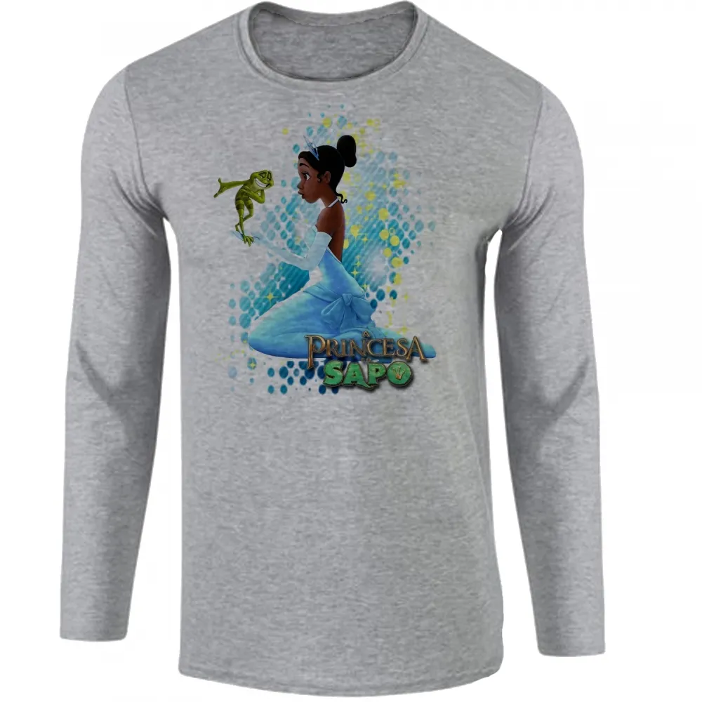 Camiseta manga longa Infantil ou Adulto A princesa e o Sapo vestido Imagem