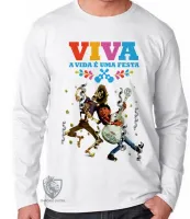 Camiseta manga longa Infantil ou Adulto A vida é uma festa - Foto 2