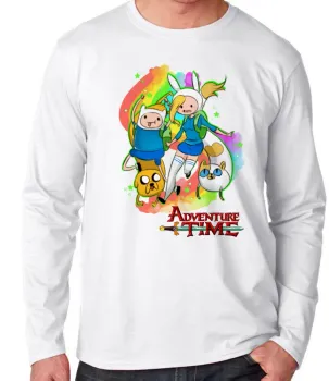 Camiseta manga longa Infantil ou Adulto adventure time finn jake e meninas - Foto 2