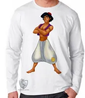 Camiseta manga longa Infantil ou Adulto Aladim disney jasmine namorado - Foto 2