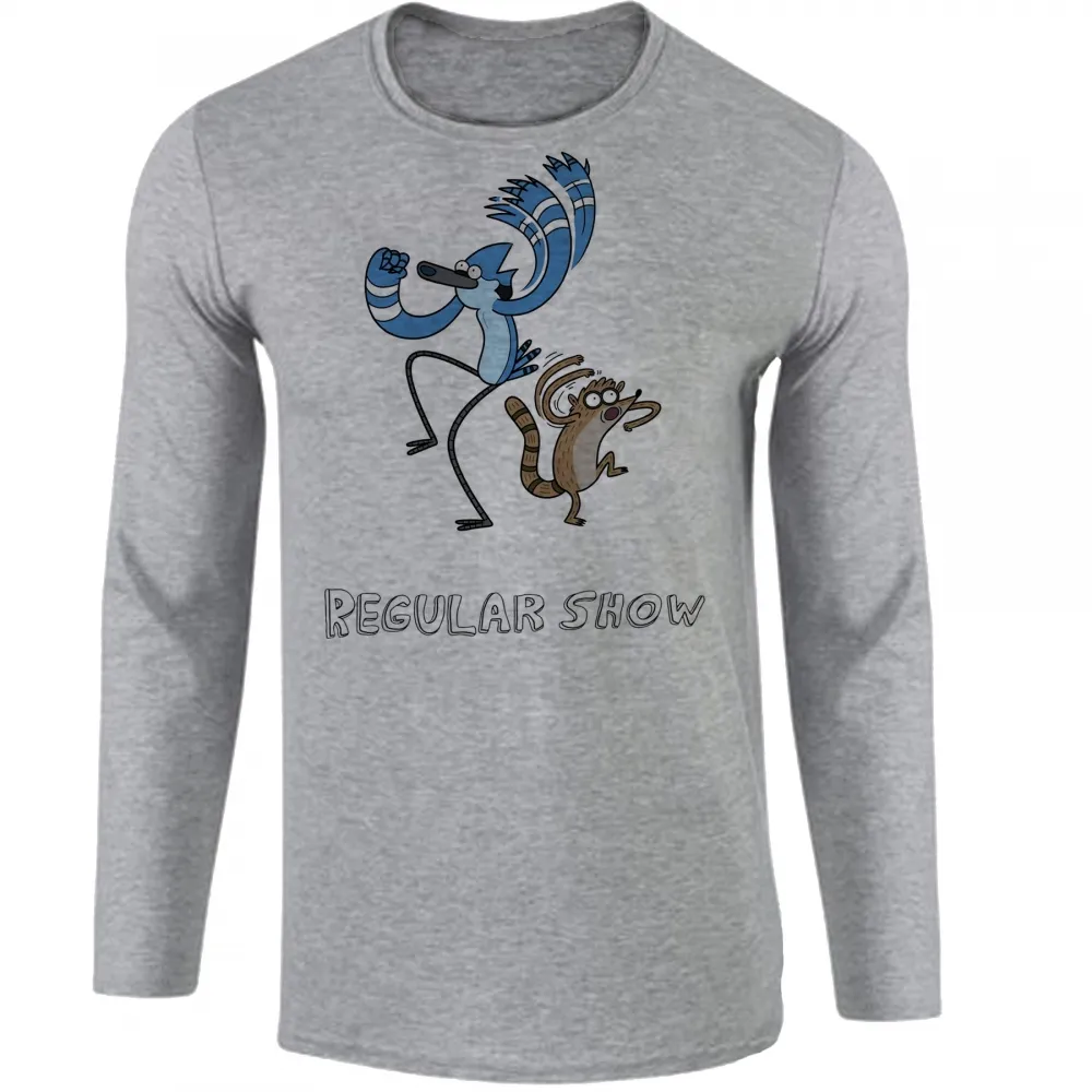 Camiseta manga longa Infantil ou Adulto Apenas show modercai rigby dança