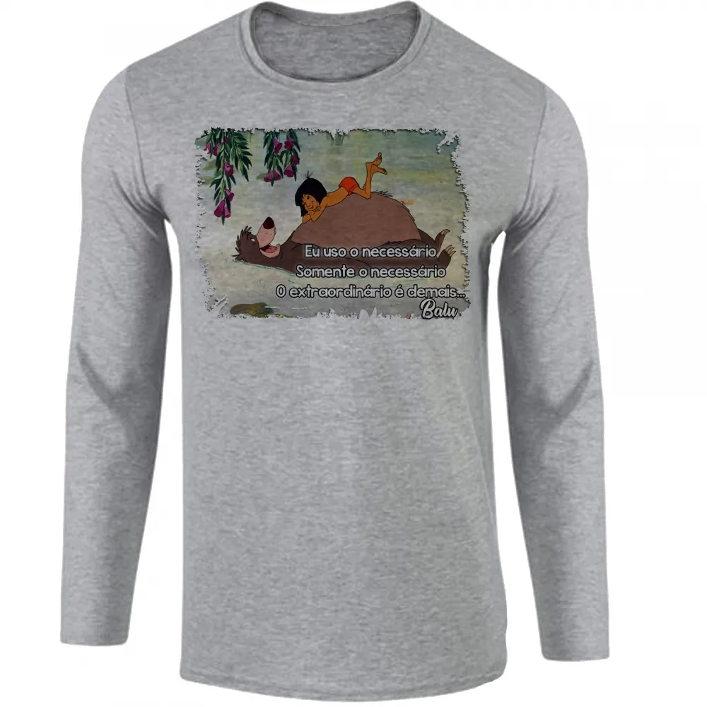 Camiseta manga longa Infantil ou Adulto Balu urso mogli menino lobo disney Imagem