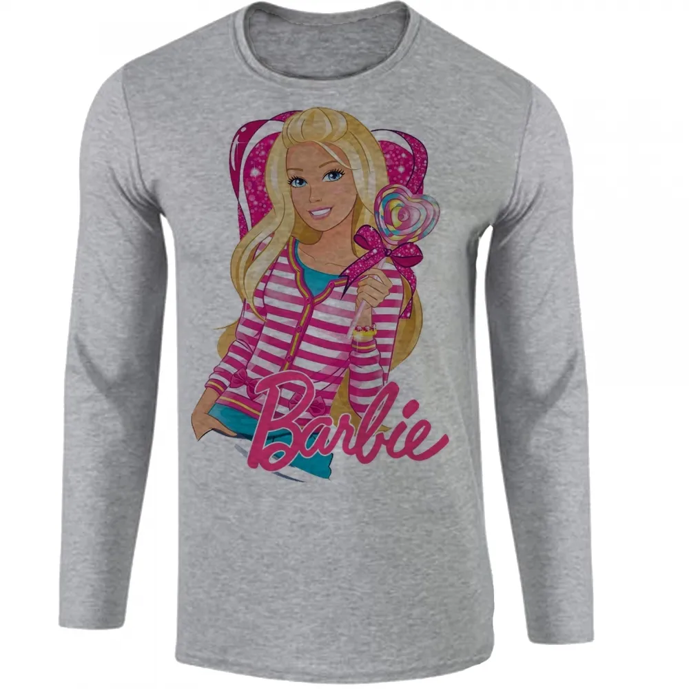 Camiseta manga longa Infantil ou Adulto Barbie coração boneca