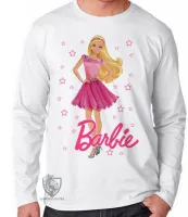 Camiseta manga longa Infantil ou Adulto Barbie rosa boneca - Foto 2