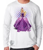 Camiseta manga longa Infantil ou Adulto Barbie roxa boneca - Foto 2