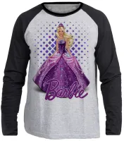 Camiseta manga longa Infantil ou Adulto Barbie roxa boneca - Foto 3