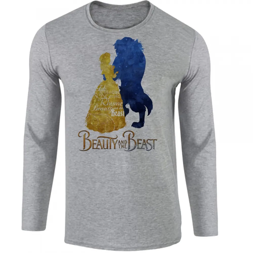 Camiseta manga longa Infantil ou Adulto Beauty and the Beast bela fera disney Imagem