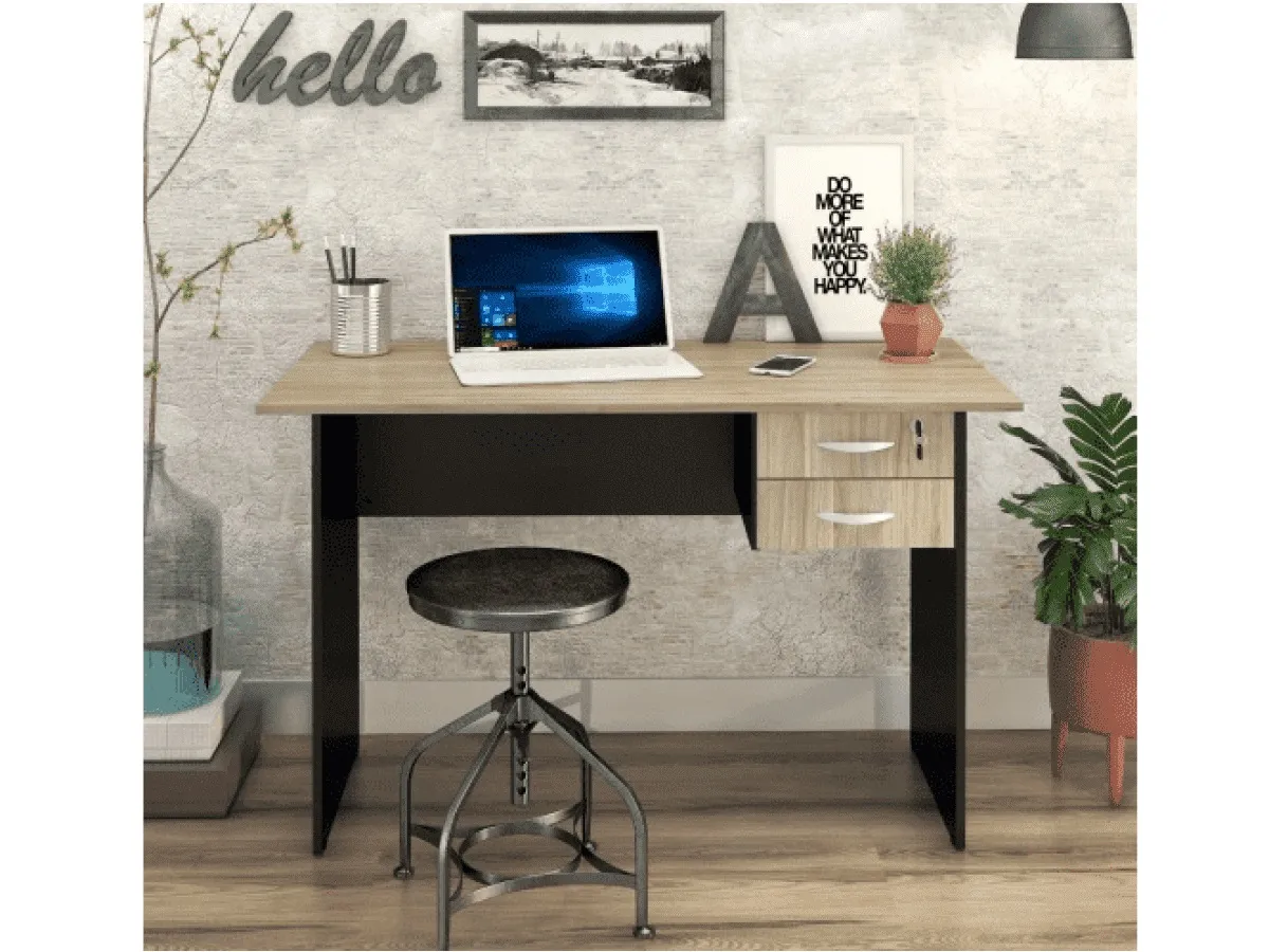 Mesa Reta 1200 Pé Painel com 2 Gavetas New City