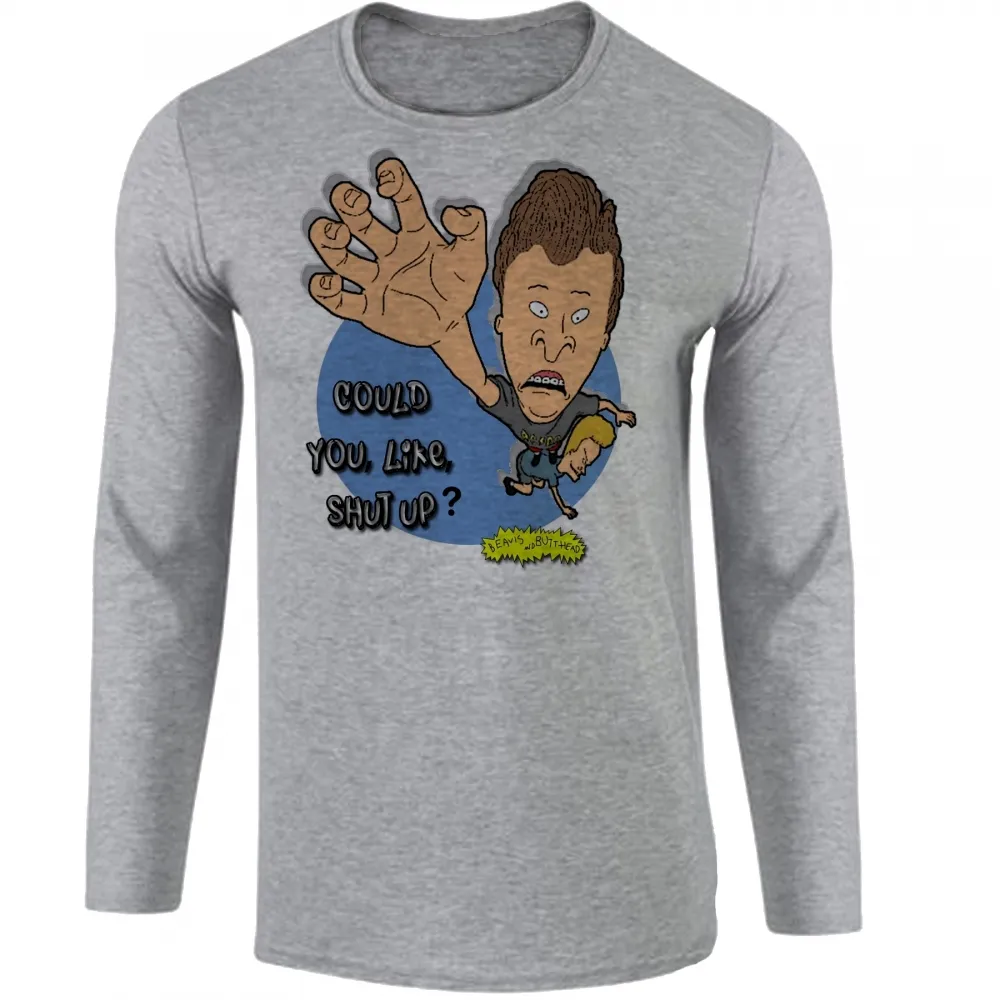 Camiseta manga longa Infantil ou Adulto Beavis and Butt head could you like shut up Imagem
