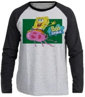 Camiseta manga longa Infantil ou Adulto Bob Esponja e água viva desenho - Foto 3