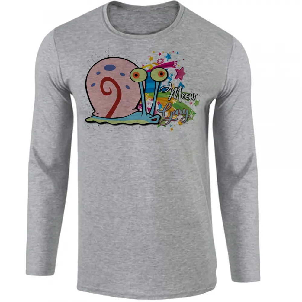 Camiseta manga longa Infantil ou Adulto Bob esponja Gary Meow caracol