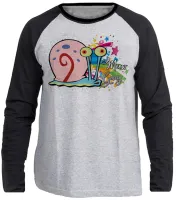Camiseta manga longa Infantil ou Adulto Bob esponja Gary Meow caracol - Foto 3