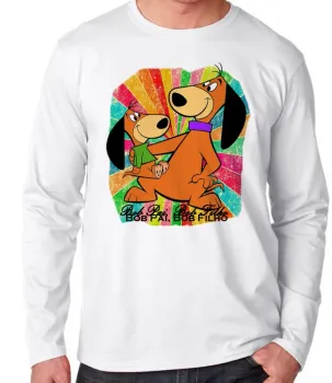 Camiseta manga longa Infantil ou Adulto Bob pai filho cachorro cão dog - Foto 2