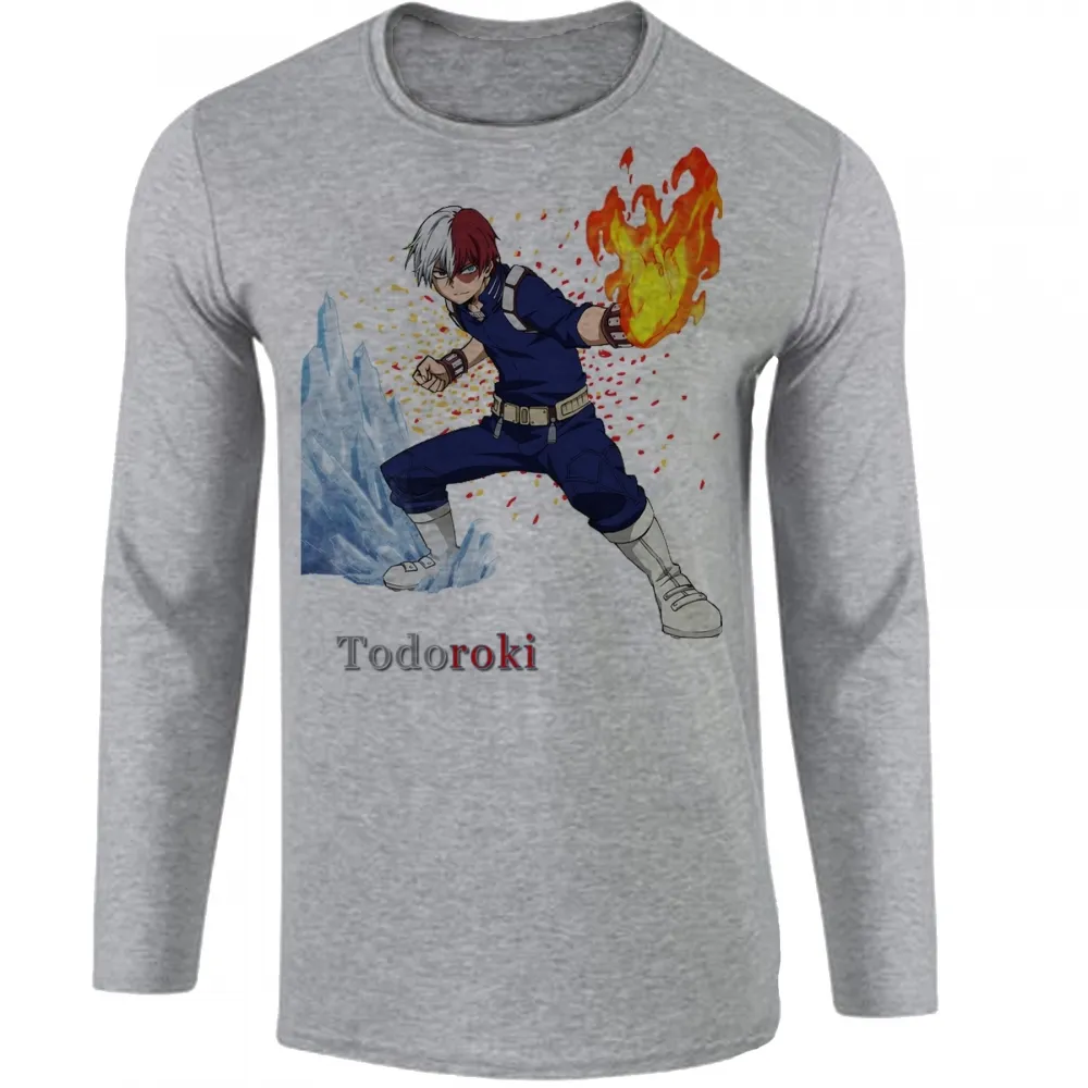Camiseta manga longa Infantil ou Adulto boku no hero Todoroki anime